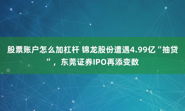 股票账户怎么加杠杆 锦龙股份遭遇4.99亿“抽贷”，东莞证券IPO再添变数
